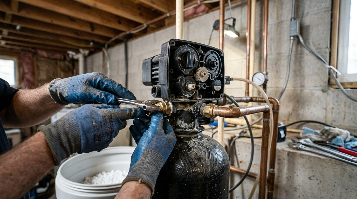 Water softener tank and control valve